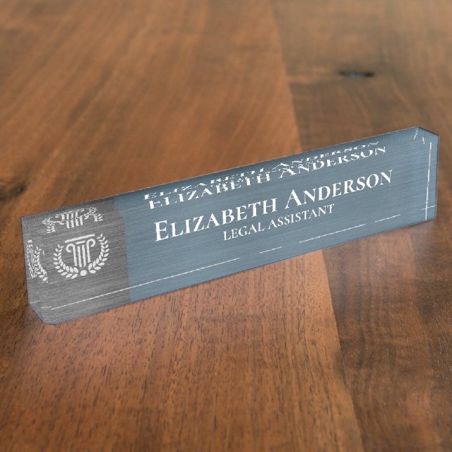 Custom Logo Professional Executive Navy Blue Nameplate (Side)