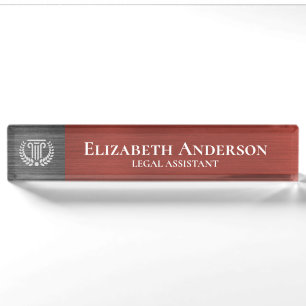 Custom Logo Professional Executive Red Grey Nameplate