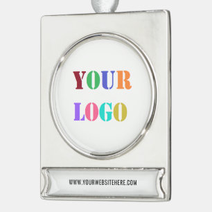 Custom Logo Promotional Business Personalised  Silver Plated Banner Ornament