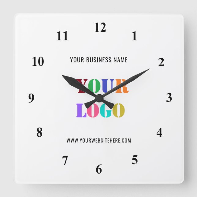 Custom Logo Promotional Business Personalised  Square Wall Clock (Front)