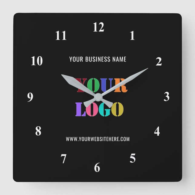 Custom Logo Promotional Business Personalised - Square Wall Clock (Front)