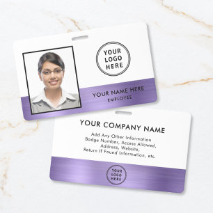 Custom Logo Purple Employee Photo ID Badge