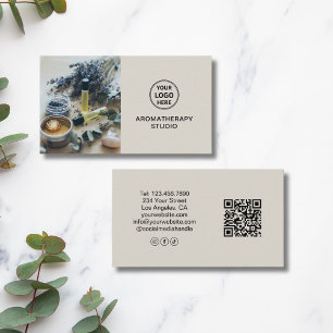 Custom Logo QR Aromatherapy Spa Professional Business Card
