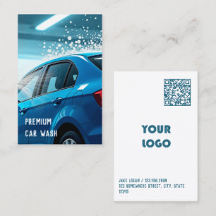 Custom Logo & QR Car Wash Business Card