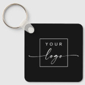 Custom logo, QR code and text double sided black Key Ring (Front)