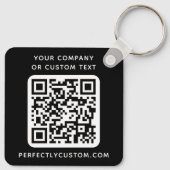 Custom logo, QR code and text double sided black Key Ring (Back)