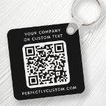 Custom logo, QR code and text double sided black Key Ring<br><div class="desc">Double sided keychain with your custom logo,  QR code and custom text on a black or custom color background. Change fonts and font colors,  move and resize elements with the design tool.</div>