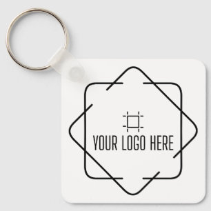 Custom logo, QR code and text double sided white Key Ring