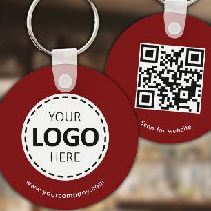 Custom Logo, QR code and Text, Red Key Ring