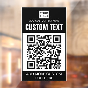 Custom logo, QR code and text Window Cling