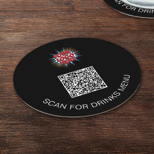 Custom Logo & QR Code Black Paper Drinks Coaster