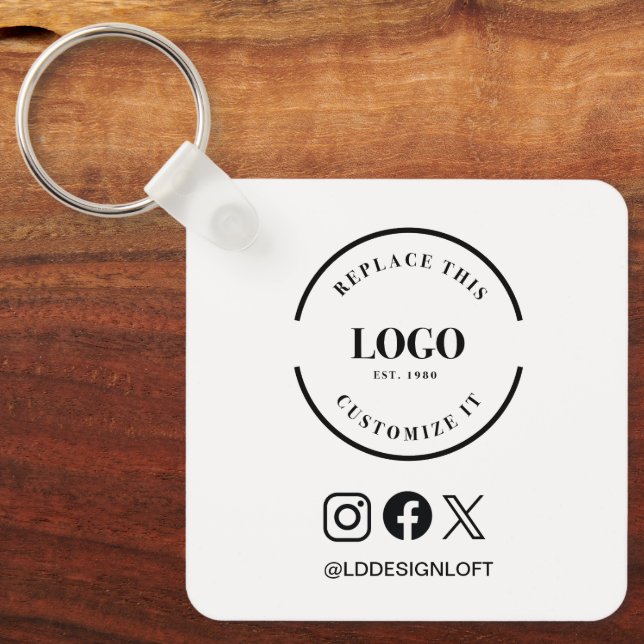 Custom Logo QR Code Business Promotion social Key Ring (Front)