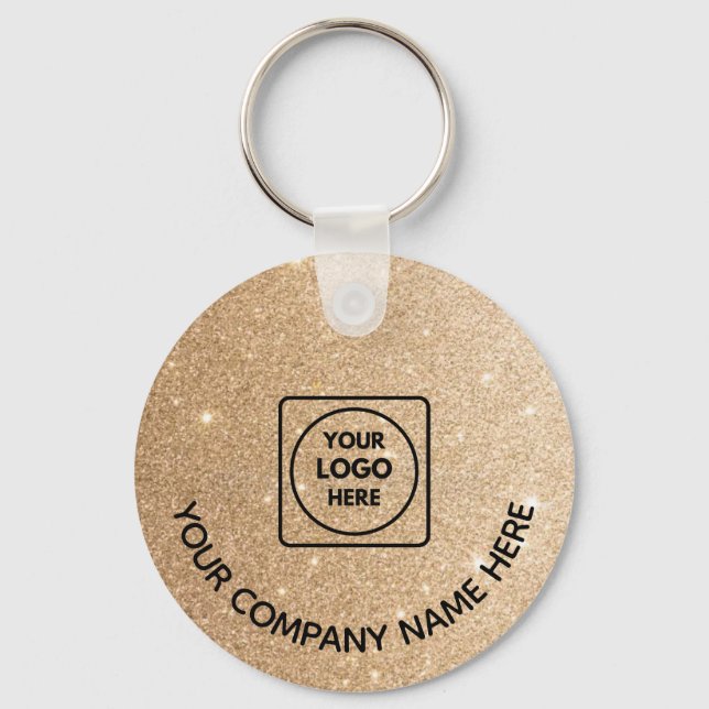 Custom Logo QR Code Gold Promo Business Keychains (Front)