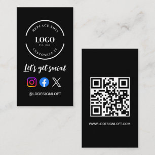 Custom logo QR code Let's Get Social Media website Business Card