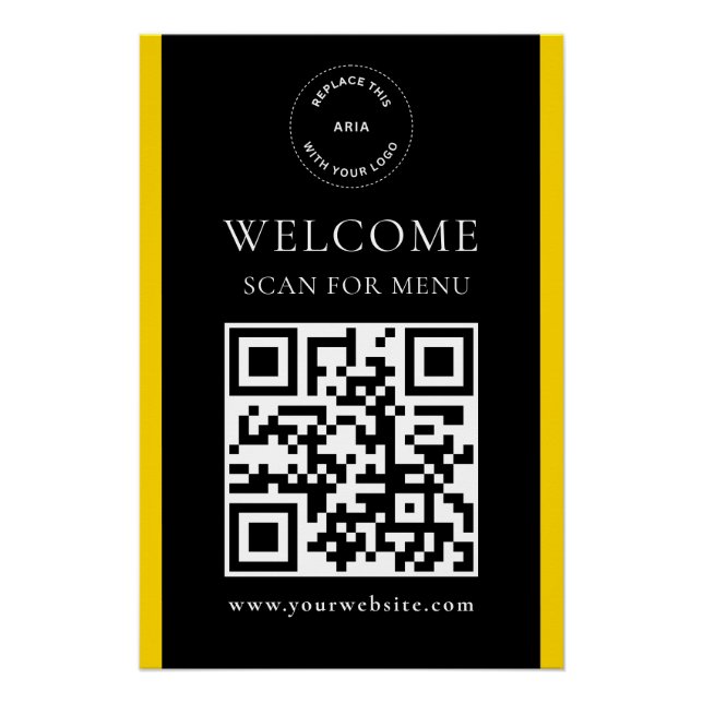 Custom Logo QR Code Modern Glossy Poster (Front)