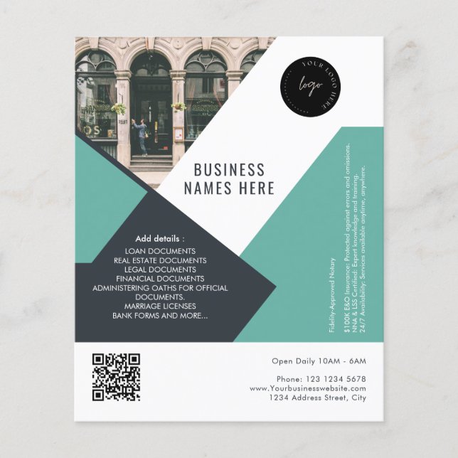 Custom Logo & QR Code Modern Simple Professional Flyer (Front)