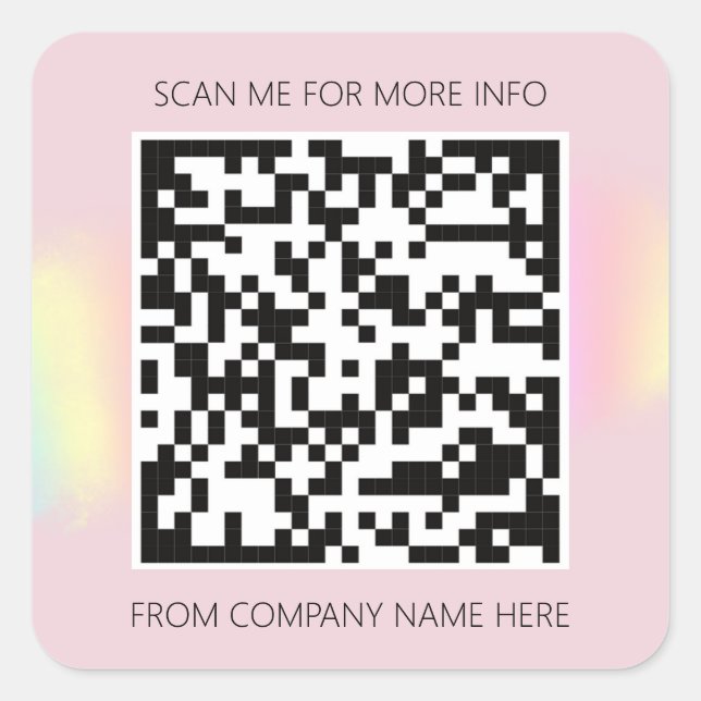 Custom Logo QR Code Name Thank Pink Powder Square Sticker (Front)