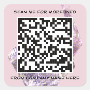 Custom Logo QR Code Name Thank Pink Shop Square Sticker