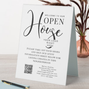 Custom Logo & QR Code Open House Black & White