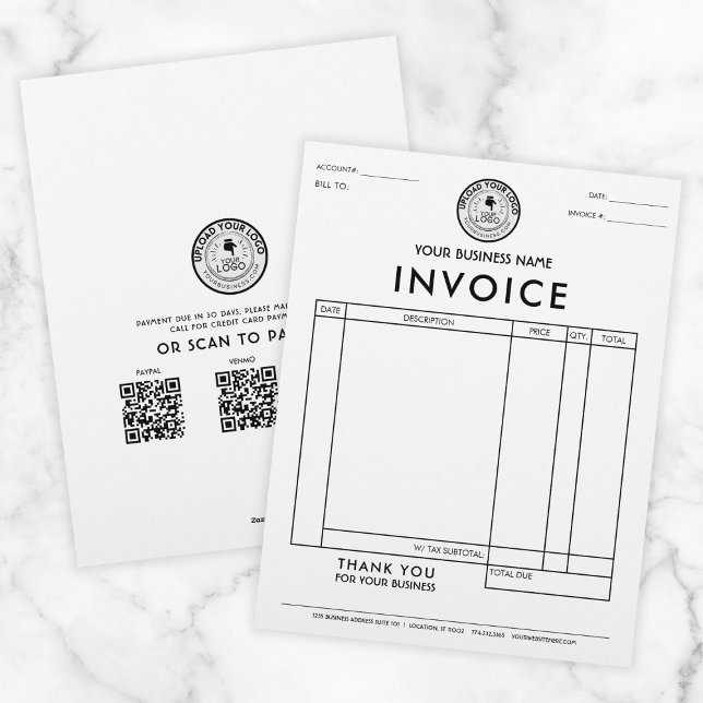 Custom Logo QR Code Payment Invoice  Custom Letterhead (Creator Uploaded)