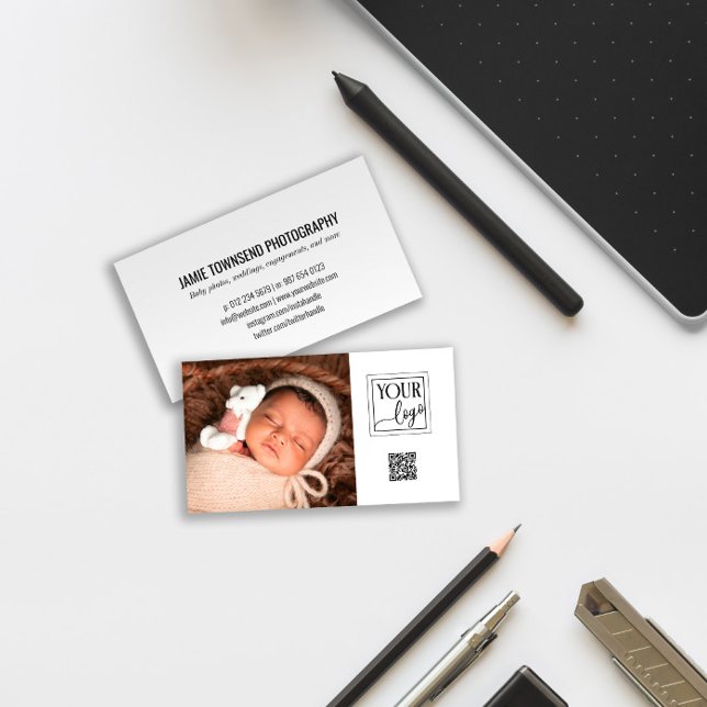 Custom Logo QR Code Photo Photographer Business Card (Creator Uploaded)