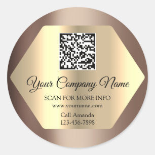 Custom Logo QR Code Promotional Insert Card Gold   Classic Round Sticker