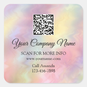 Custom Logo QR Code Promotional Online Shop Rose Square Sticker