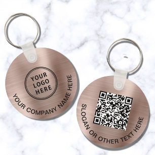 Custom Logo QR Code Promotional Rose Gold Key Ring