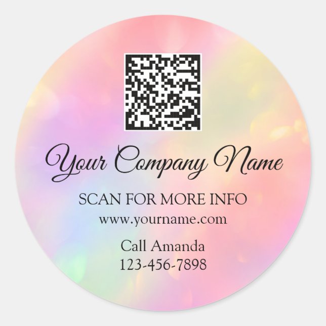 Custom Logo QR Code Promotional Rose Holograph Classic Round Sticker (Front)