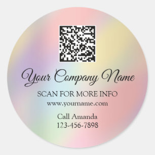 Custom Logo QR Code Promotional Rose Ombre Pastel Classic Round Sticker
