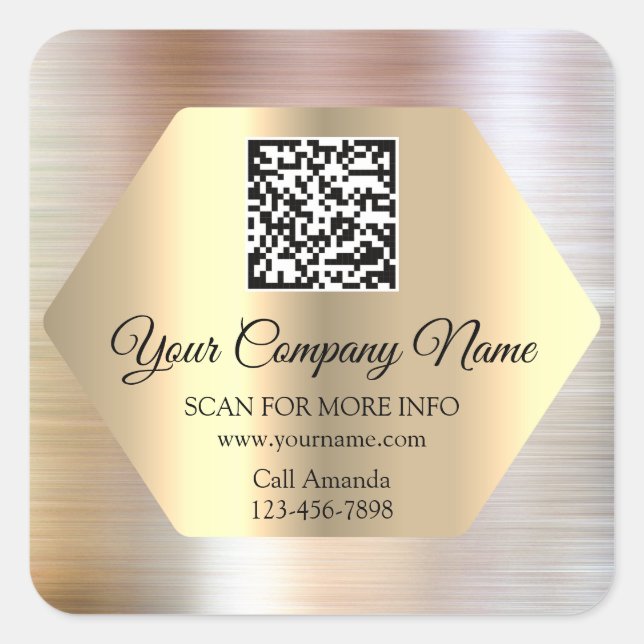 Custom Logo QR Code Promotional Scan It WWW Rose  Square Sticker (Front)