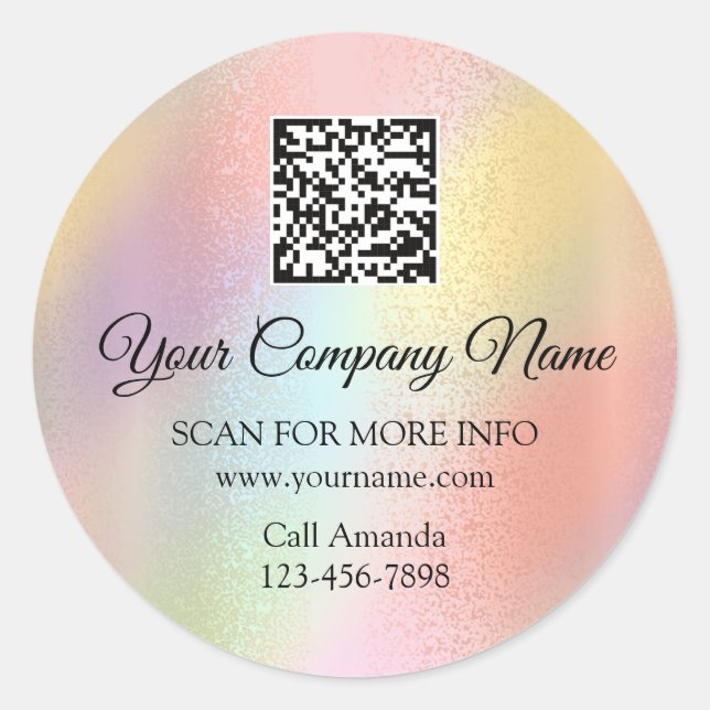 Custom Logo QR Code Promotional Shop Holograph  Classic Round Sticker (Front)