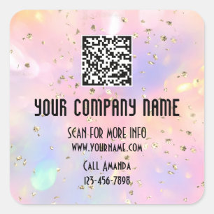 Custom Logo QR Code Promotional Shop Holograph Square Sticker