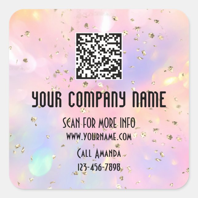 Custom Logo QR Code Promotional Shop Holograph Square Sticker (Front)