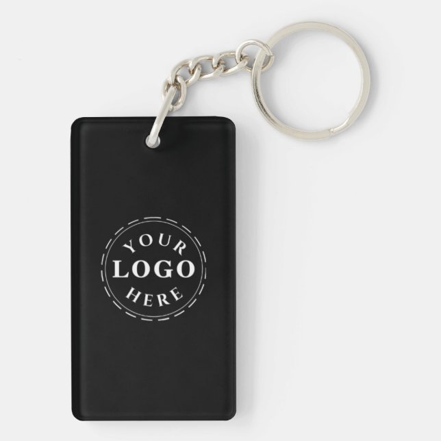 Custom Logo & QR Code Rectangle Keychain (2-Sided) (Back)