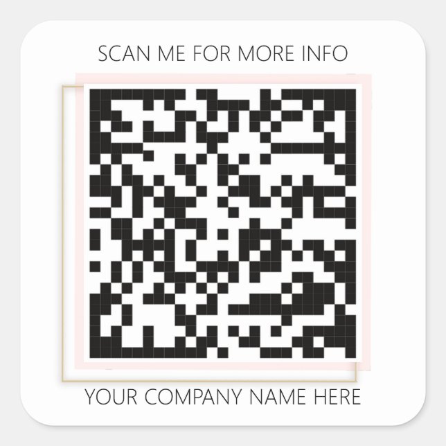 Custom Logo QR Code Scan Me For Pink Square Sticker (Front)