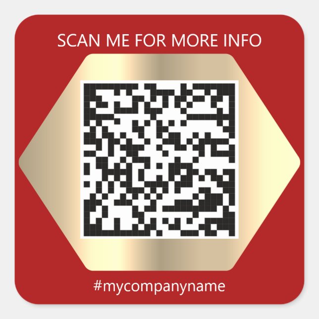 Custom Logo QR Code Scan Me Name Burgundy  Square Sticker (Front)
