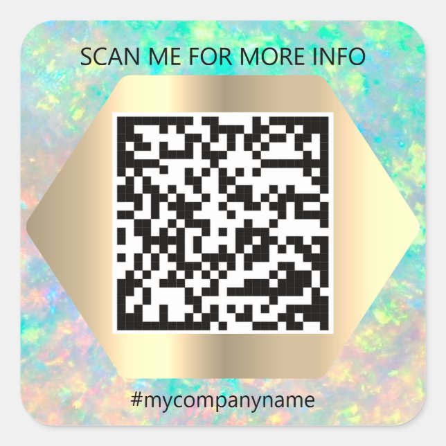 Custom Logo QR Code Scan Me Name Holographic Square Sticker (Front)