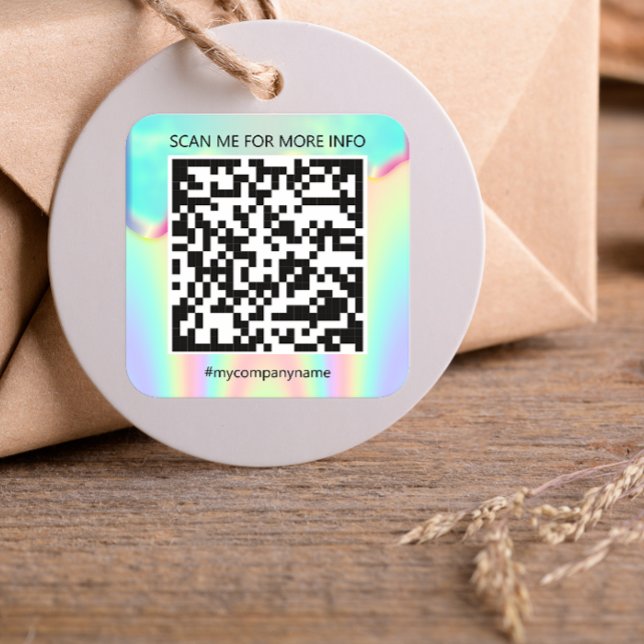 Custom Logo QR Code Scan Me Name Holographic Square Sticker (Custom Logo QR Code Scan Me Name Holographic Square Sticker)