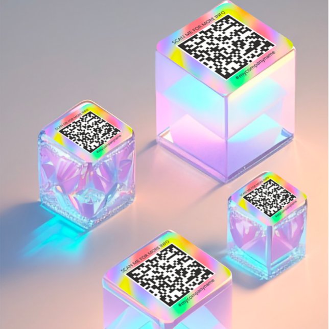 Custom Logo QR Code Scan Me Name Rainbow Square Sticker (Custom Logo QR Code Scan Me Name Rainbow Square Sticker )