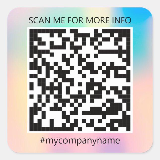 Custom Logo QR Code Scan Me Name Rose Square Sticker (Front)