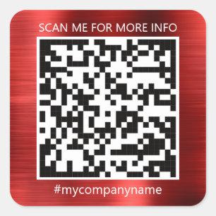 Custom Logo QR Code Scan Me Online Shop Red Square Sticker