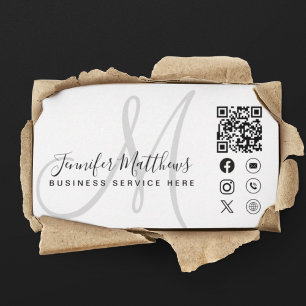 Custom Logo QR Code Social Media Icons Modern Business Card