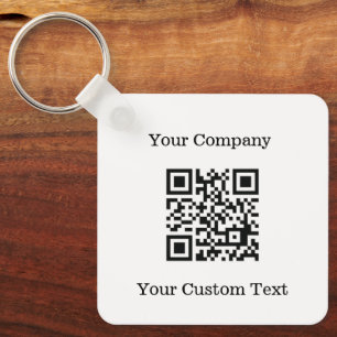 Custom Logo QR Code Text Black Company Key Ring