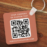 Custom logo QR code text double sided terracotta Key Ring<br><div class="desc">Double sided keychain with your custom logo,  QR code and custom text on a terracotta or custom color background. Change fonts and font colors,  move and resize elements with the design tool.</div>