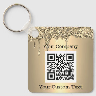 Custom Logo QR Code Text Gold Company Key Ring
