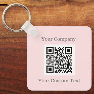 Custom Logo QR Code Text Pink Company Key Ring