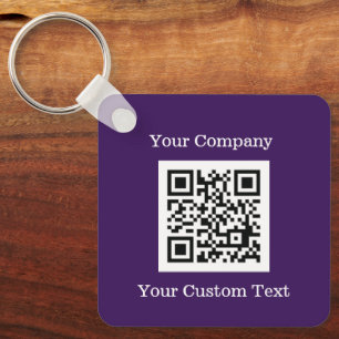 Custom Logo QR Code Text Purple Company Key Ring