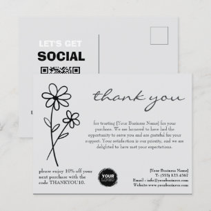 Custom Logo & QR Code Thank You Business Postcard