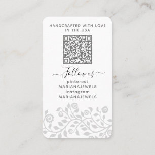 Custom Logo & QR Code White Earrings Display Cards